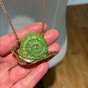 Kate Spade Gold-Tone Snail Pendant Necklace with Green Enamel Shell